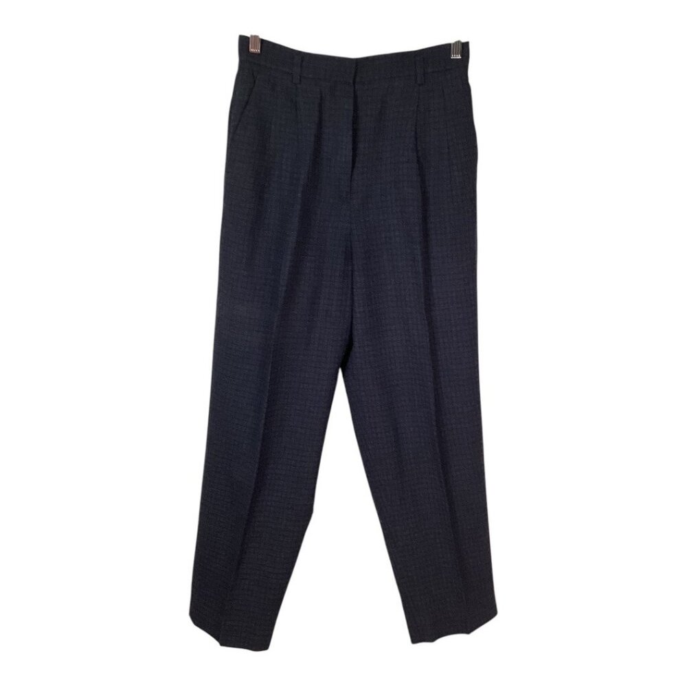 Vintage Liz Claiborne Navy Wool Blend Pleated Trousers Women's Size‎ Petite 10